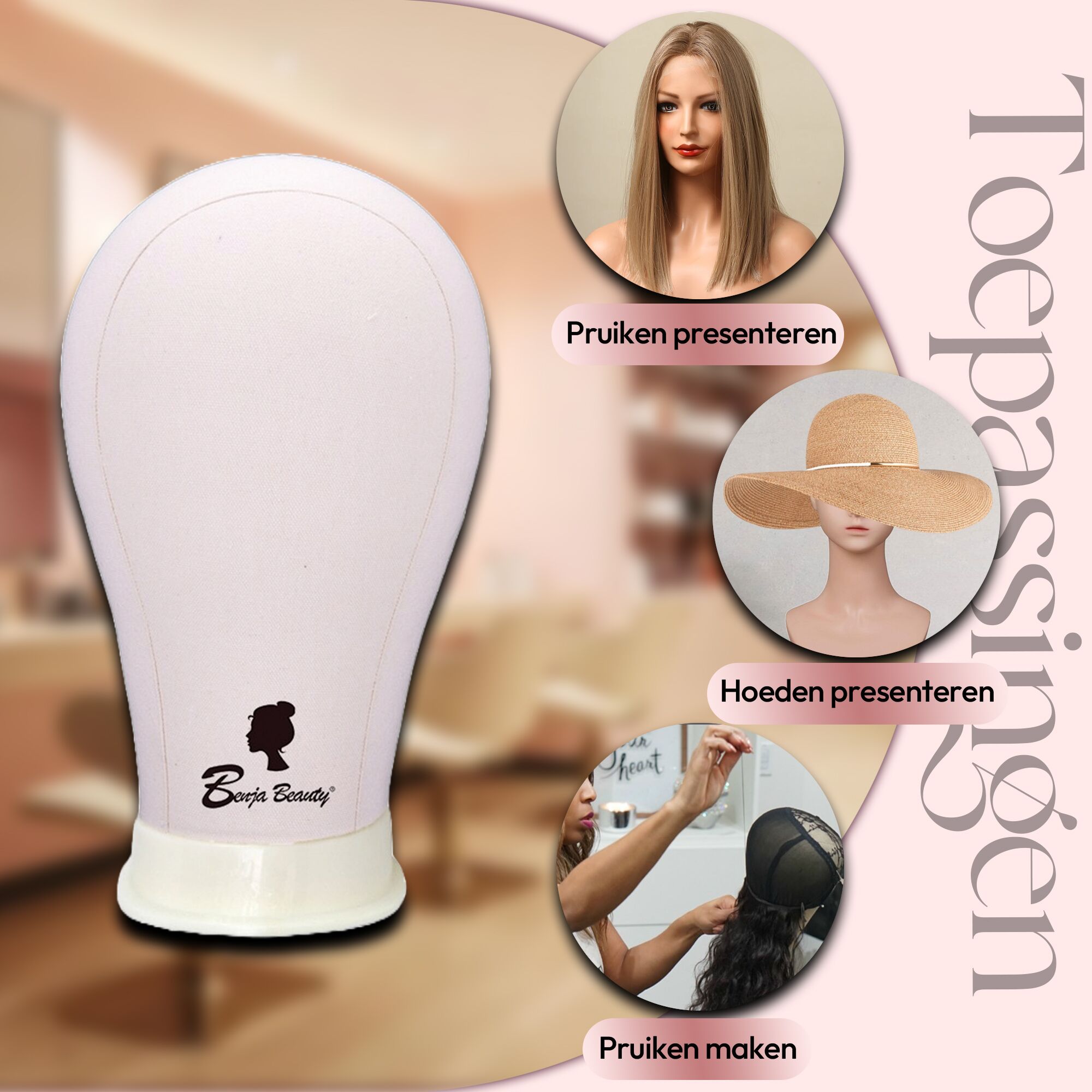 Wig 1 mannequin hoofd - oefenhoofd voor pruiken