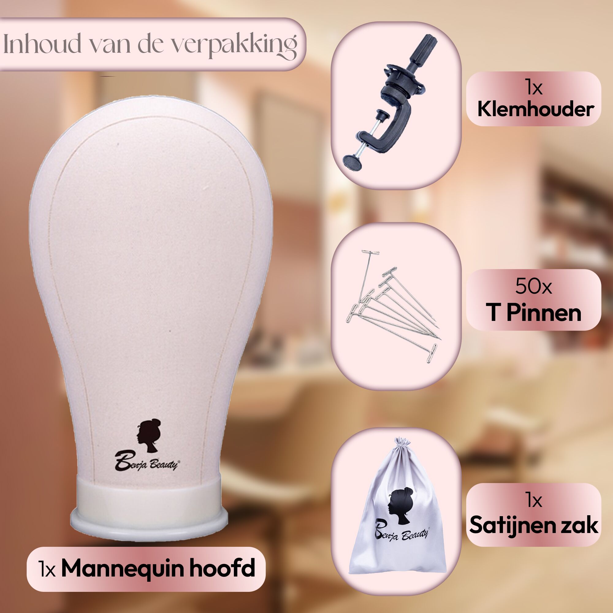 Wig 7 mannequin hoofd - oefenhoofd voor pruiken