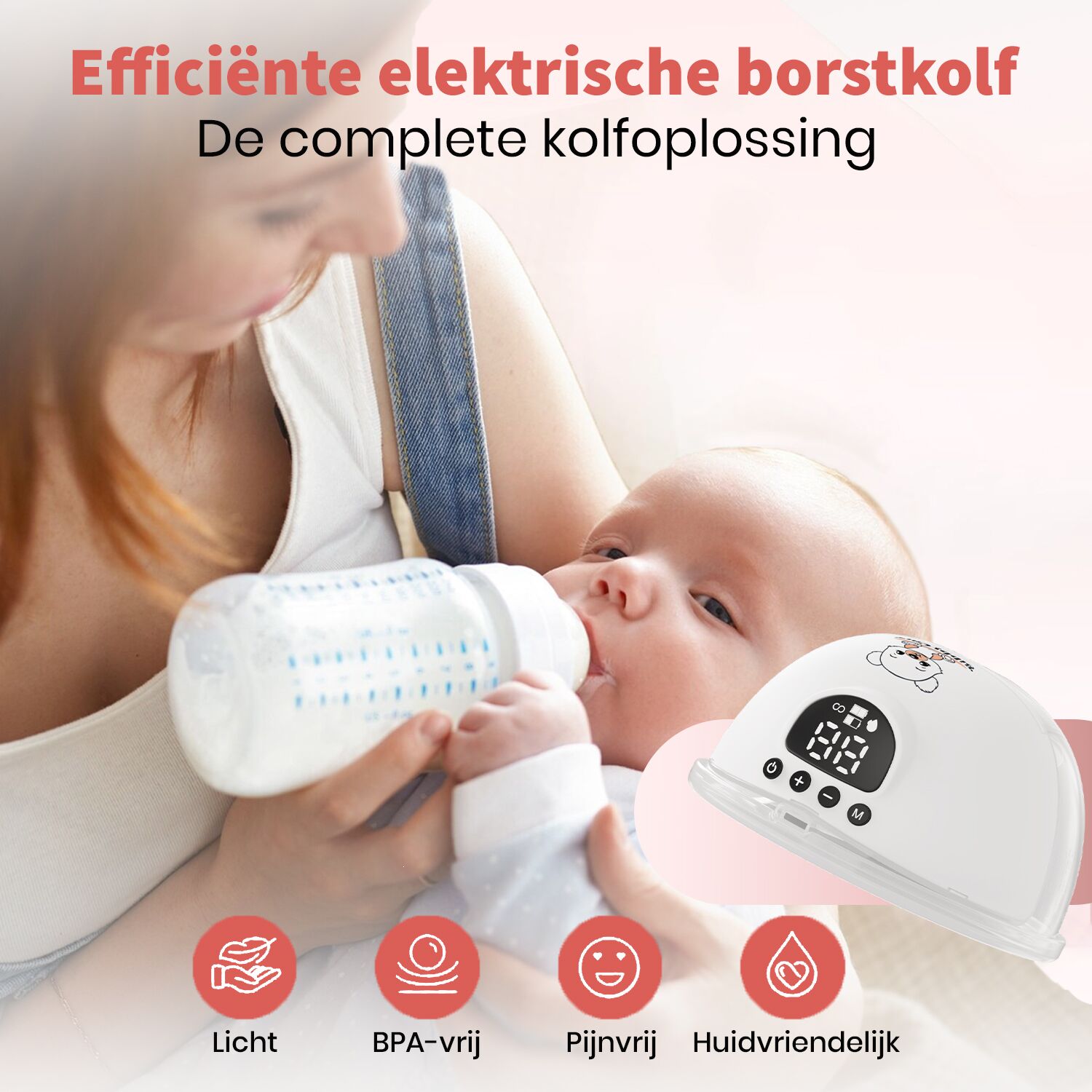 USP image 6 Bibbycare draadloze elektrische borstkolf met een capaciteit van 180 ml en een 1000 mAh batterij, ontworpen voor gebruiksgemak en mobiliteit.